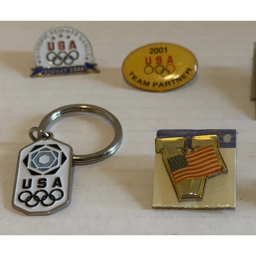 Vintage 2000-08 Olympic Pins & Key Chain Team USA - Lot of 8 FREE SHIPPING